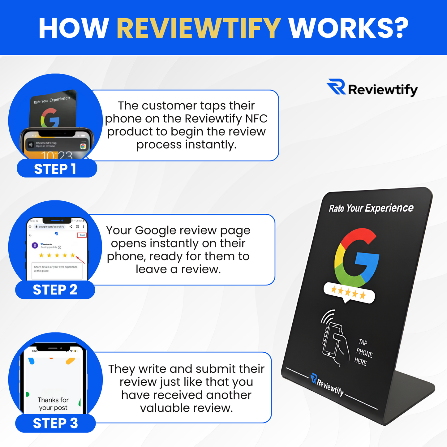 Reviewtify™ Google NFC Review Stand