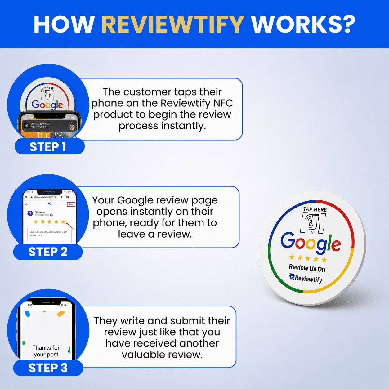 Reviewtify™ NFC Google Review Plaque Reviewtify