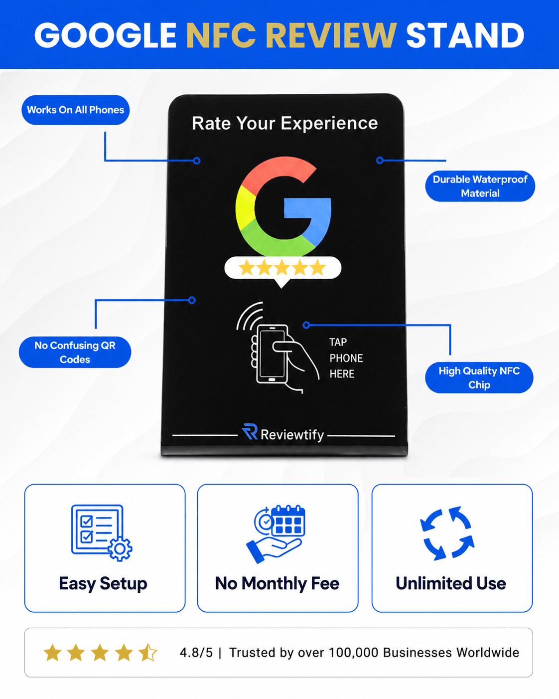 Reviewtify™ NFC Google Review Stand Reviewtify