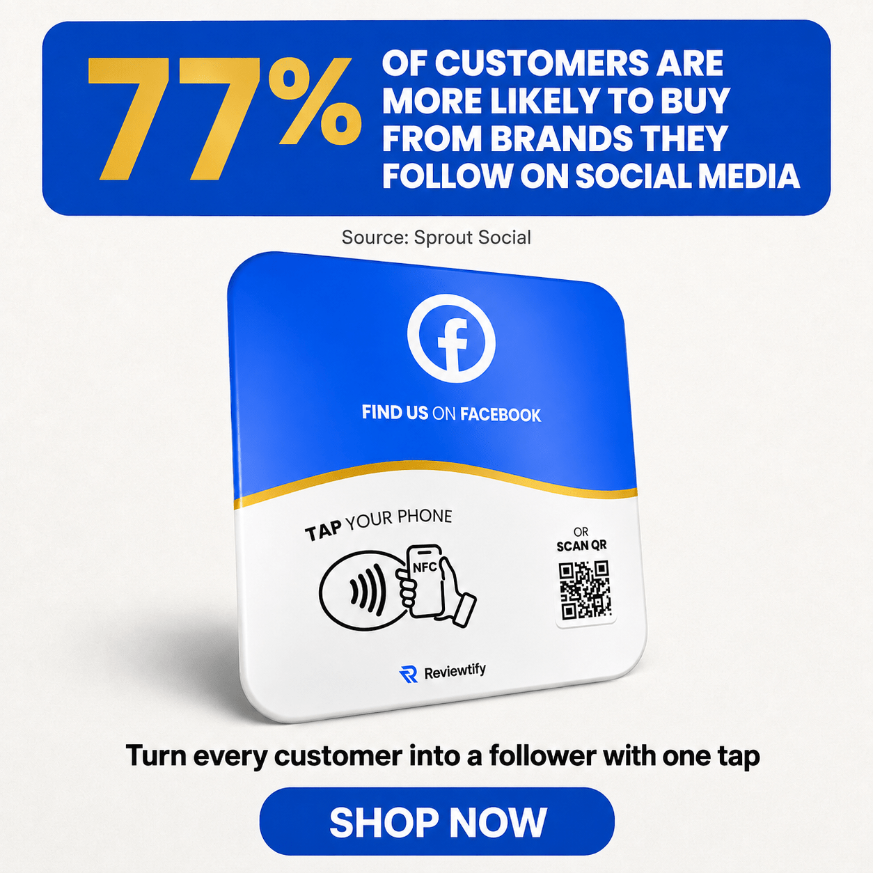 Reviewtify™ NFC+QR Facebook Plate Reviewtify