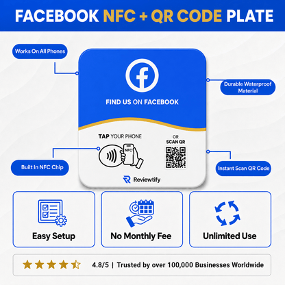 Reviewtify™ NFC+QR Facebook Plate Reviewtify