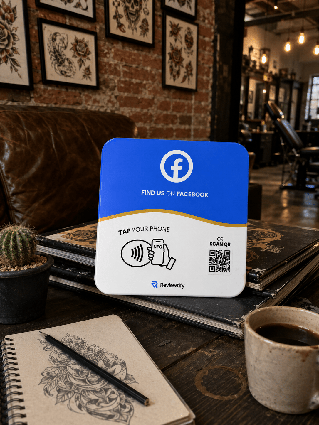 Reviewtify™ NFC+QR Facebook Plate Reviewtify