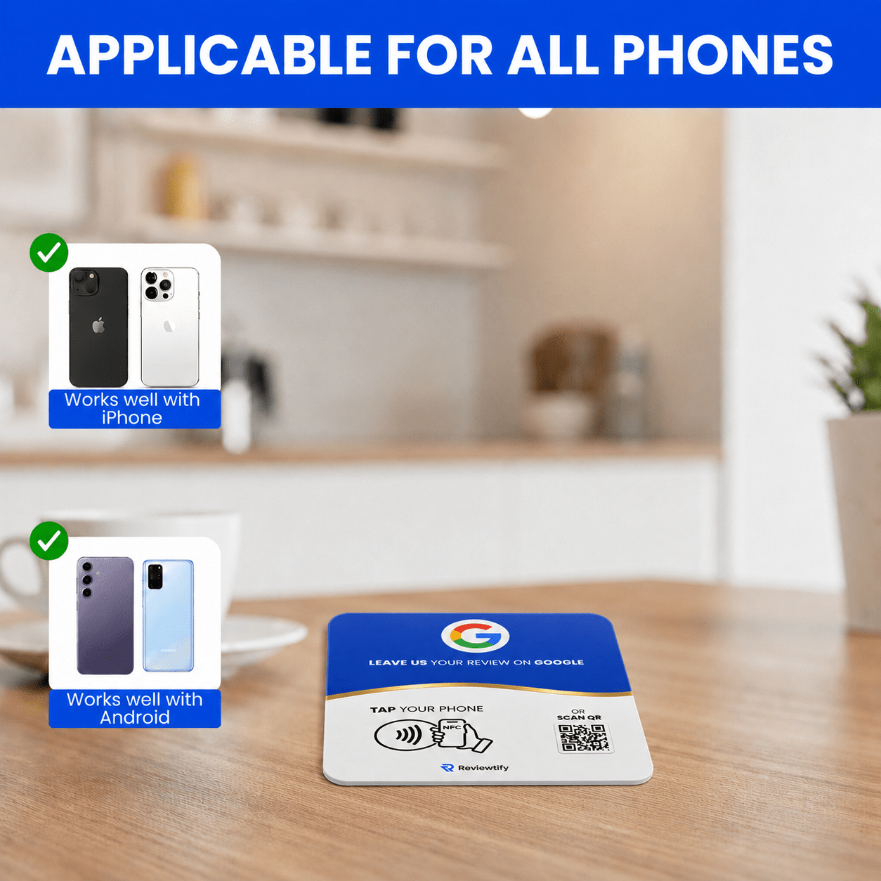 Reviewtify™ NFC+QR Google Review Plate Reviewtify