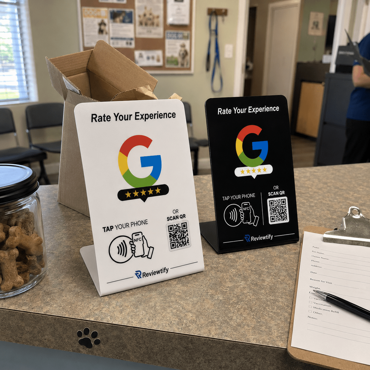 Reviewtify™ NFC+QR Google Review Stand Reviewtify