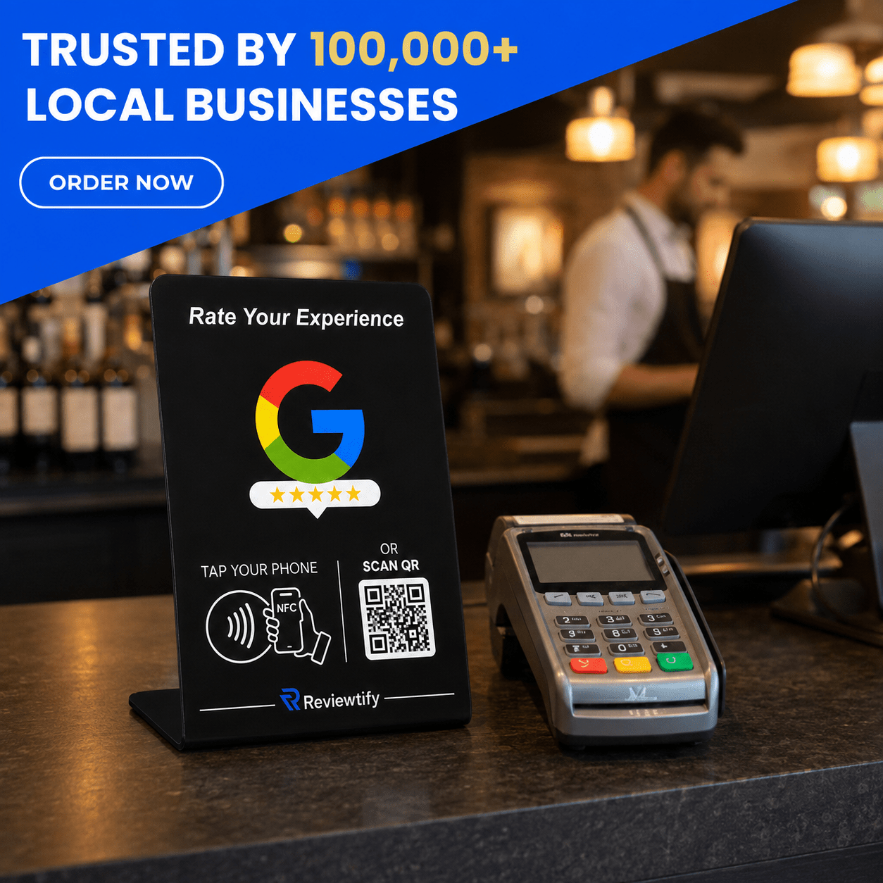 Reviewtify™ NFC+QR Google Review Stand Reviewtify