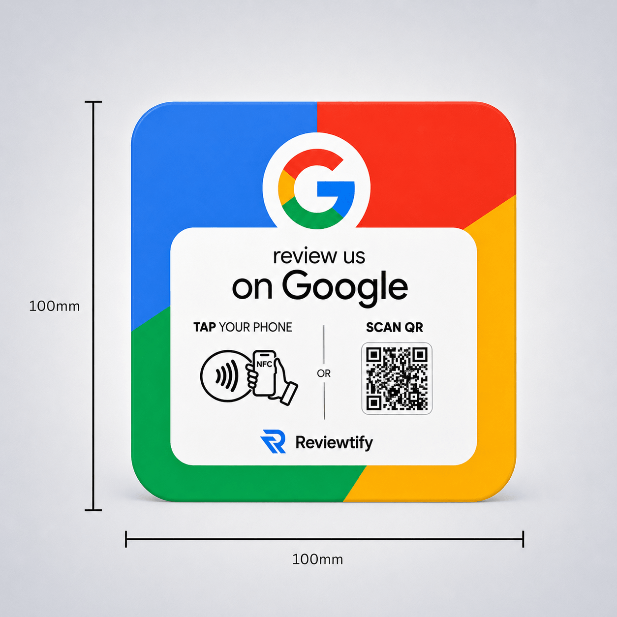 Reviewtify™ NFC+QR G/Y Google Review Plate Reviewtify