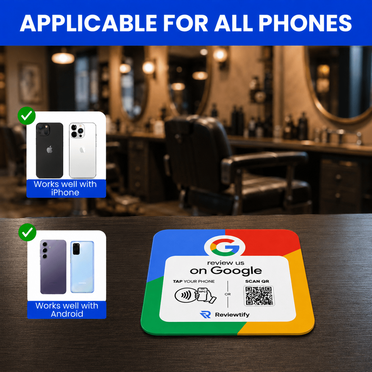 Reviewtify™ NFC+QR G/Y Google Review Plate Reviewtify