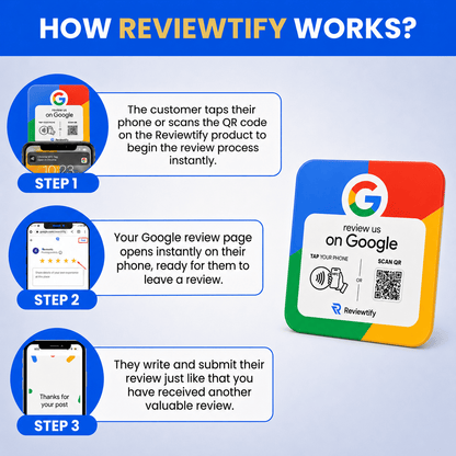 Reviewtify™ NFC+QR G/Y Google Review Plate Reviewtify