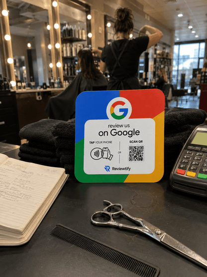Reviewtify™ NFC+QR G/Y Google Review Plate Reviewtify
