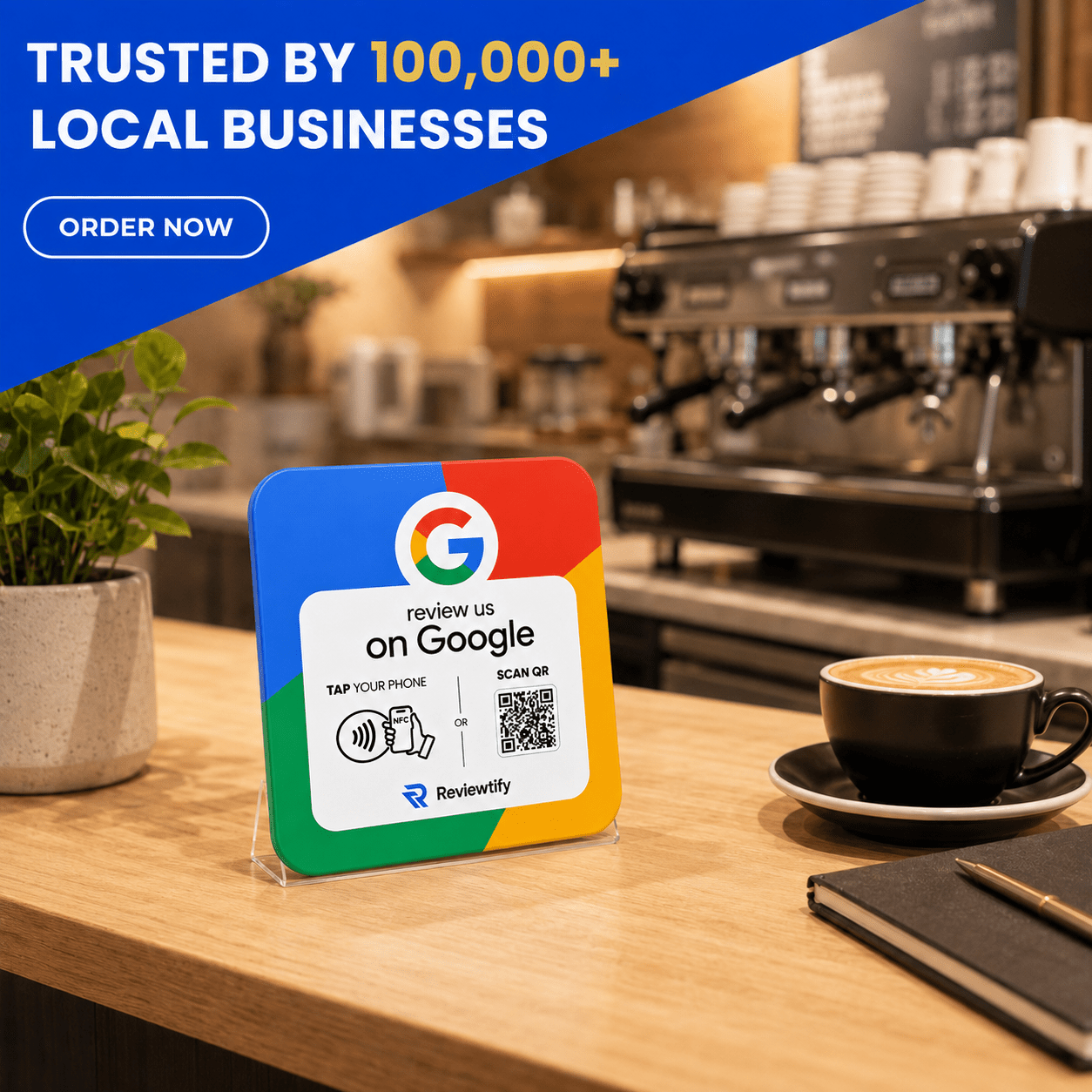 Reviewtify™ NFC+QR G/Y Google Review Plate Reviewtify