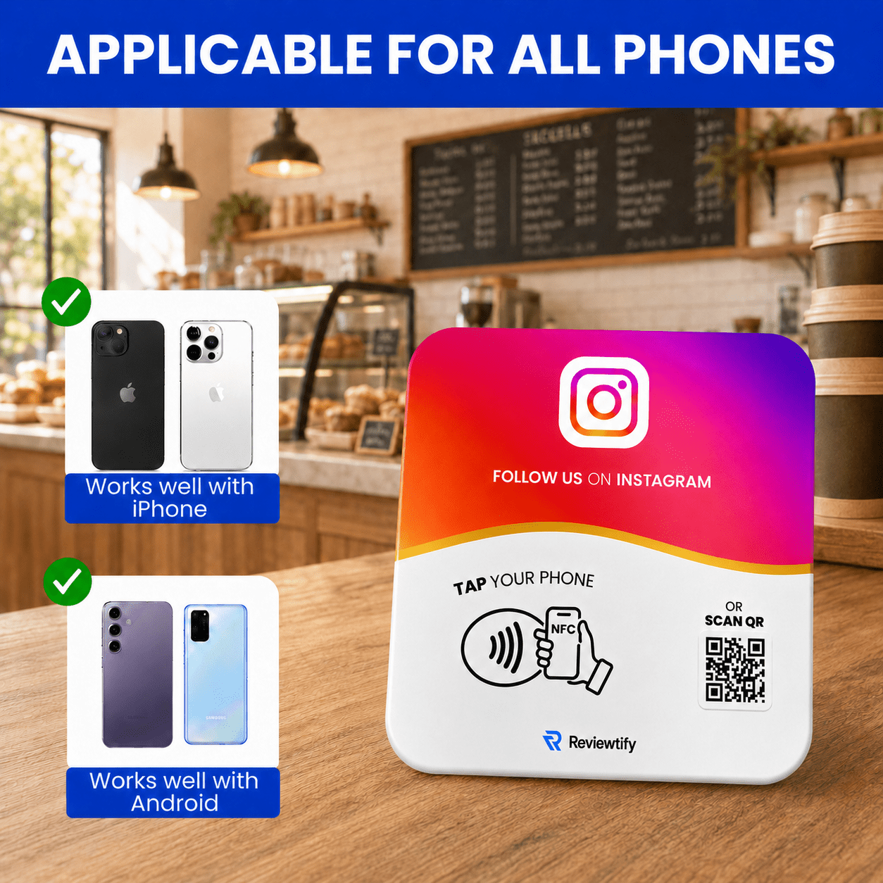 Reviewtify™ NFC+QR Instagram Plate Reviewtify