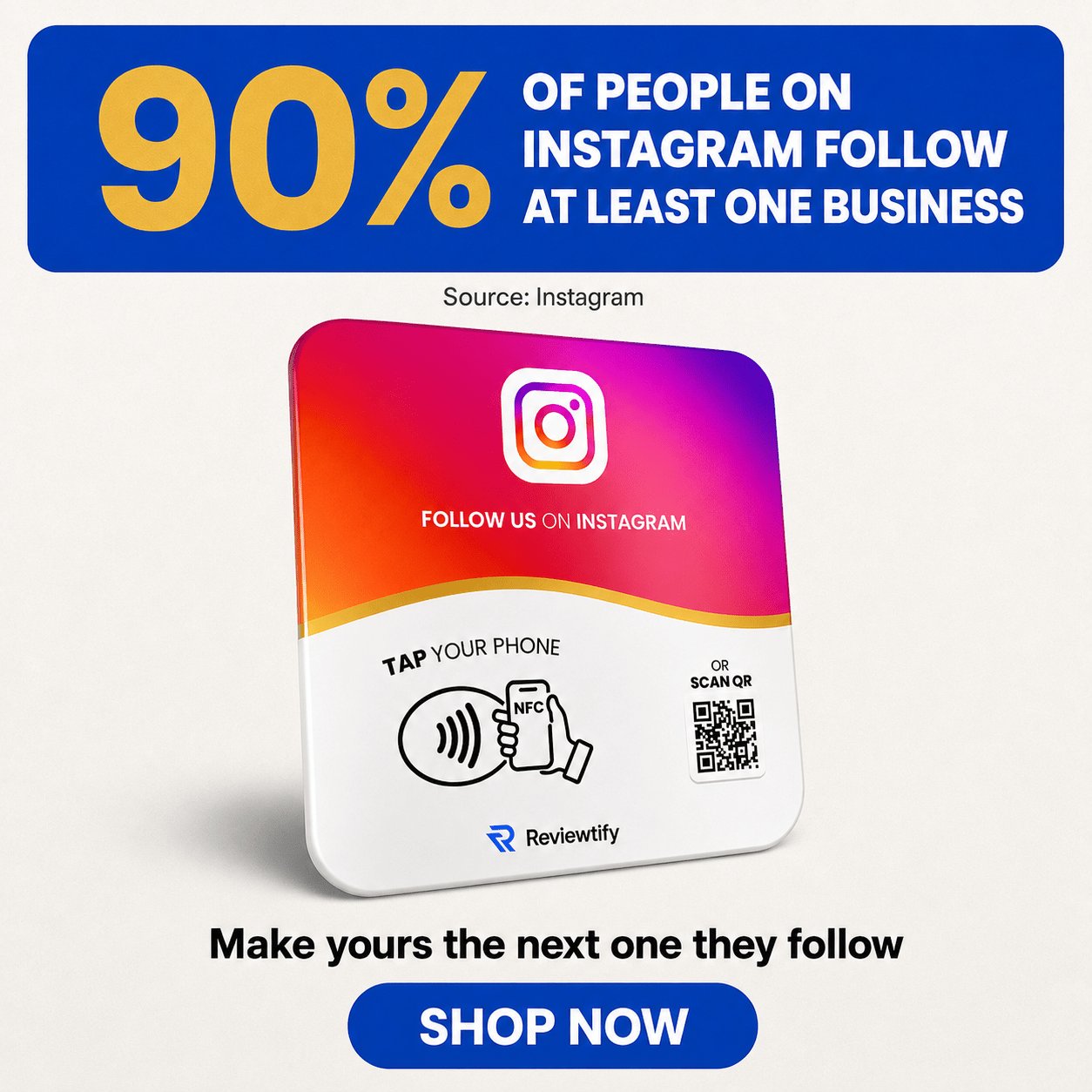 Reviewtify™ NFC+QR Instagram Plate Reviewtify